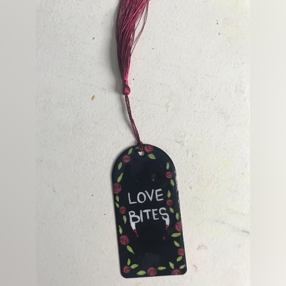 Handmade 'Love Bites' Black Bookmark